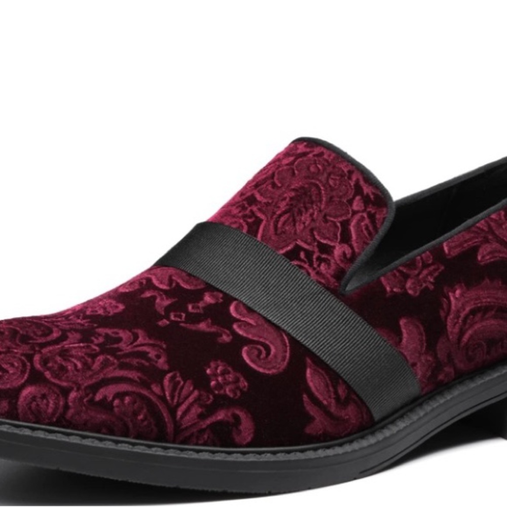 Men's Burgundy Velvet Loafers